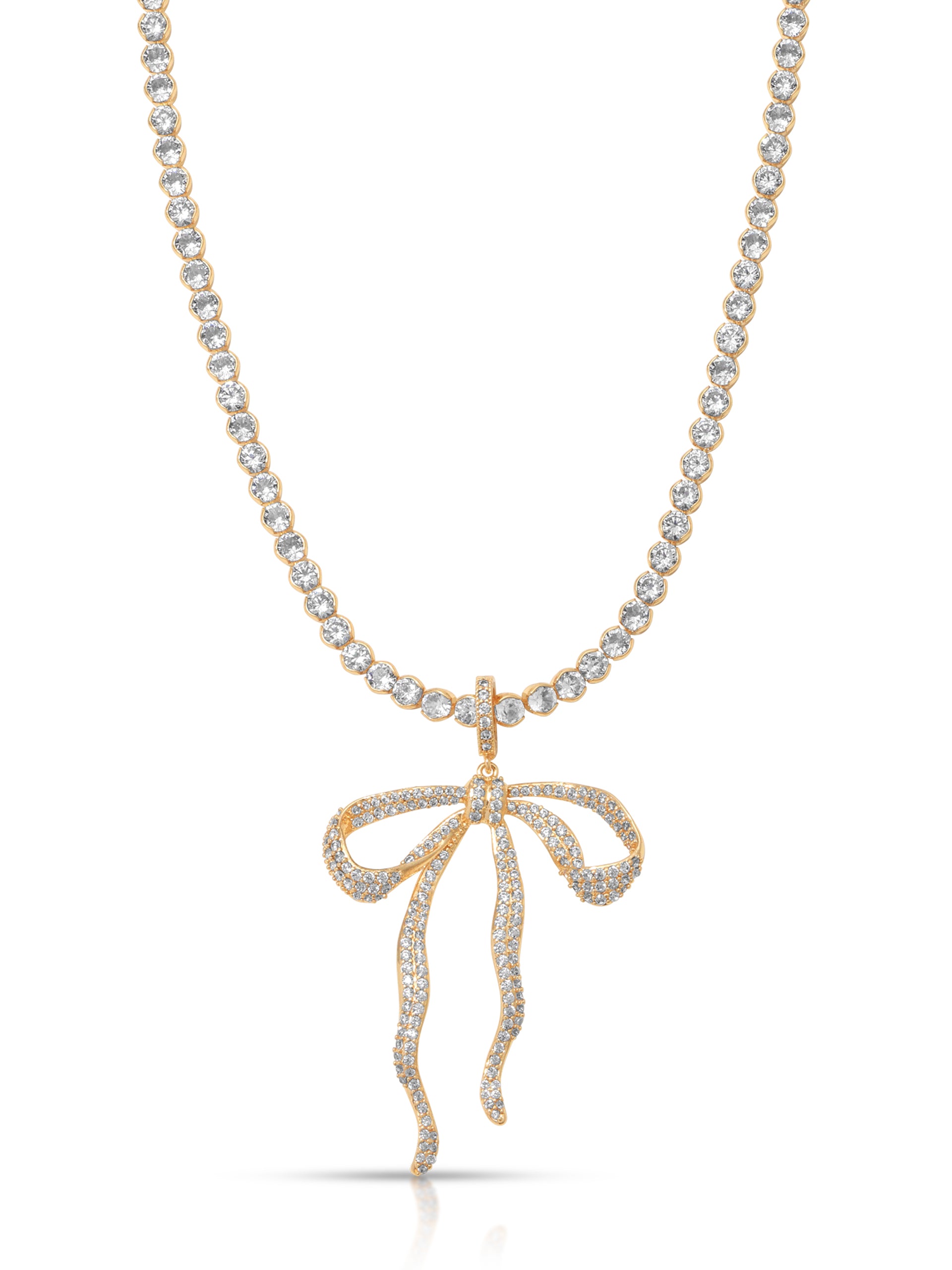 Pave Bow Tennis Necklace
