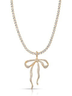 Pave Bow Tennis Necklace