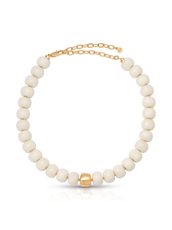 Power Bead Statement Necklace in Bone