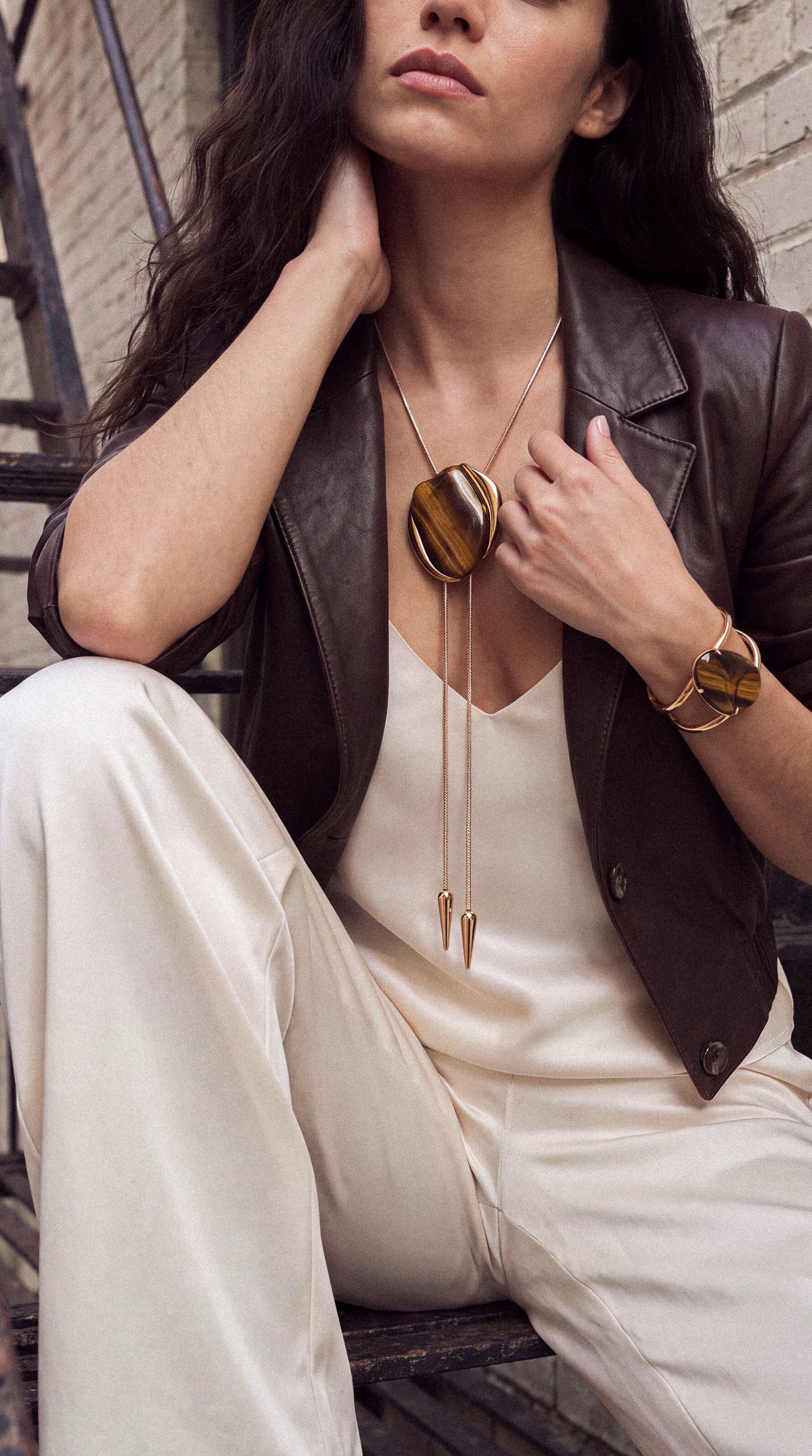 Desert Tide Statement Set in Tiger's Eye