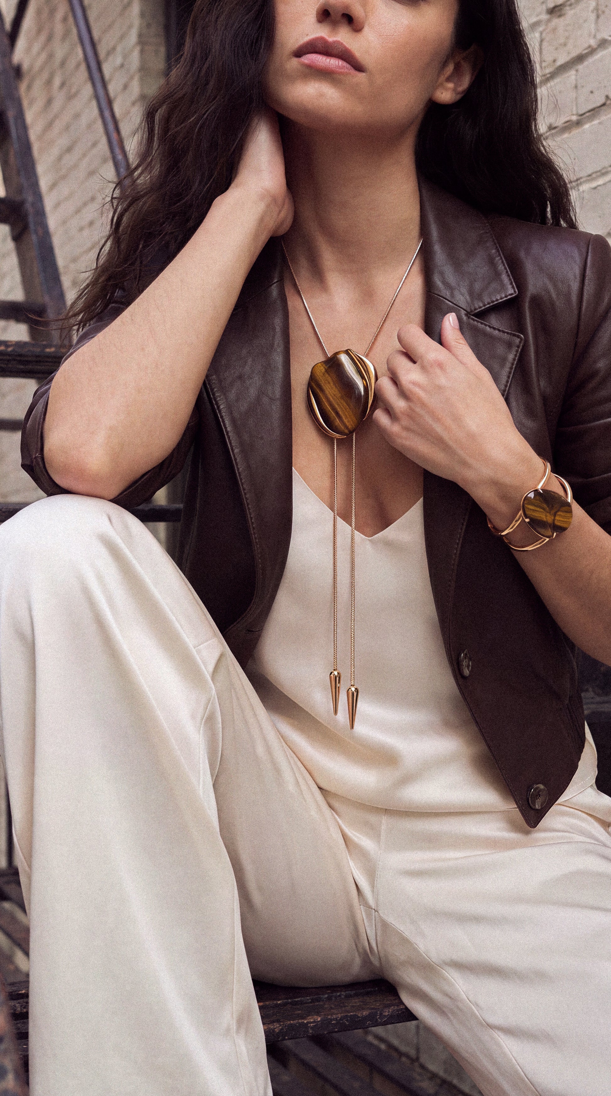 Desert Tide Statement Set in Tiger's Eye