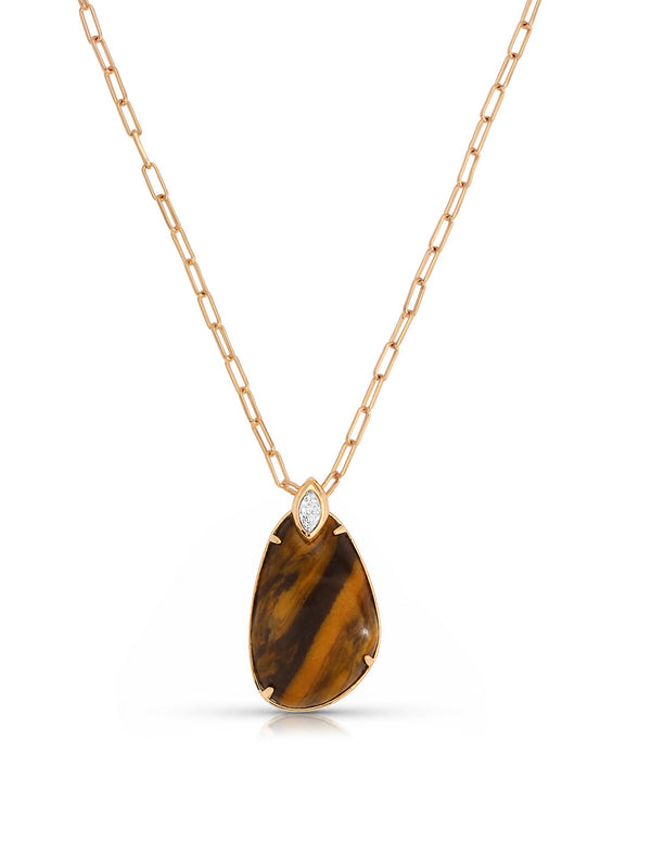 Majestic Stone Pendant Necklace in Tiger's Eye