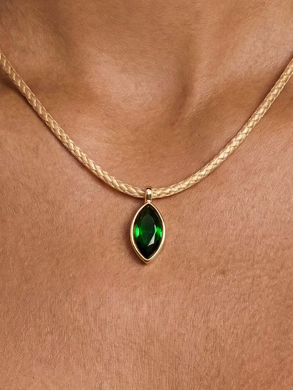 Marquise Emerald Cord Necklace Second