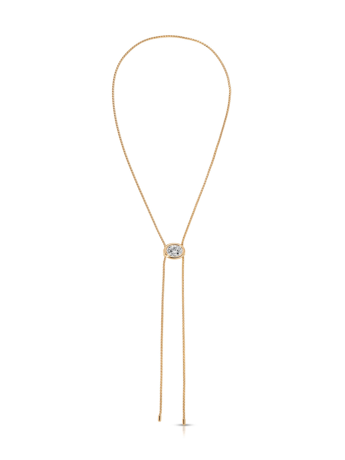 Bezel Bolo Necklace Clear Crystal with 18k Gold Plating