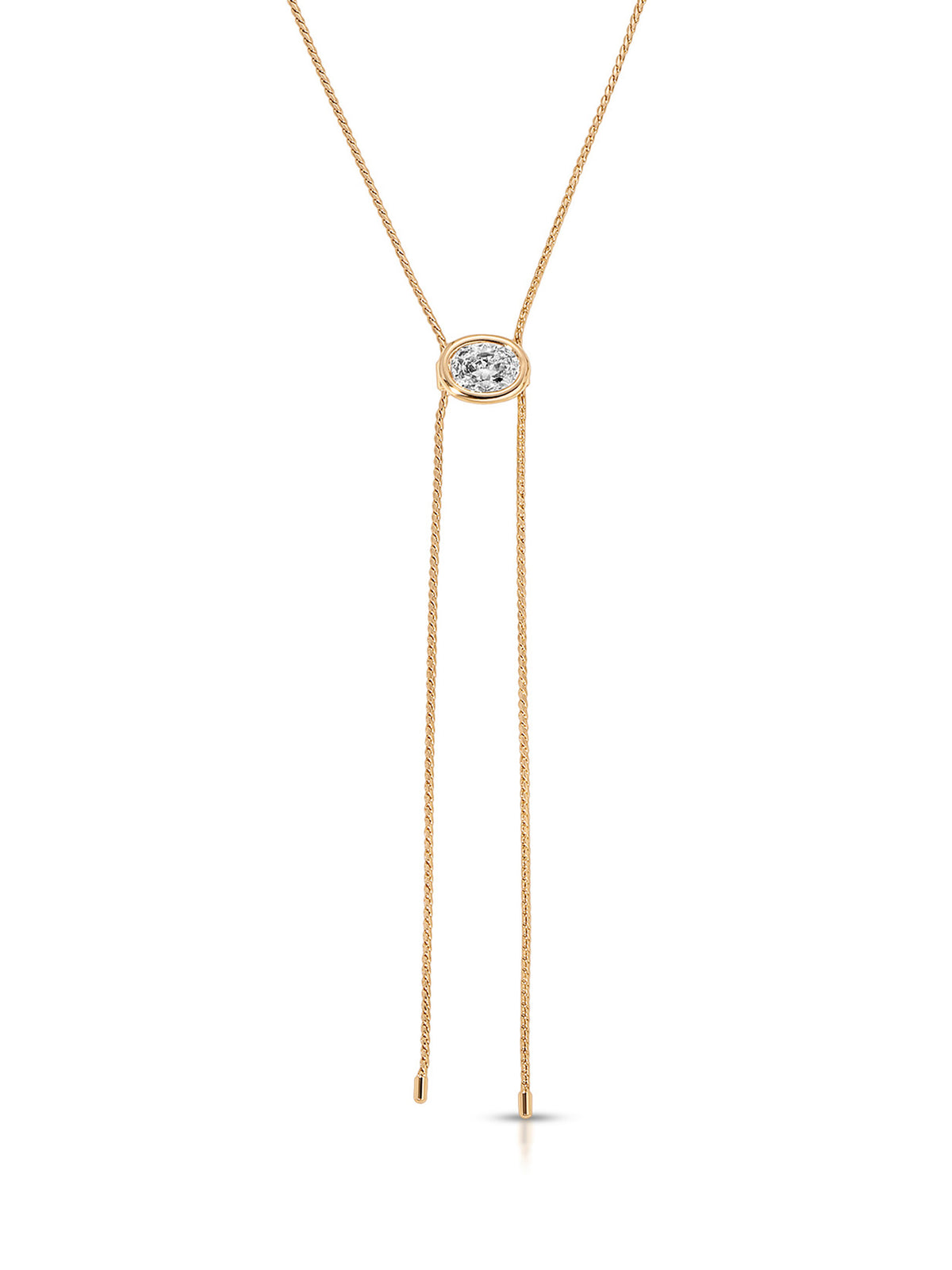 Bezel Bolo Necklace Clear Crystal with 18k Gold Plating 2