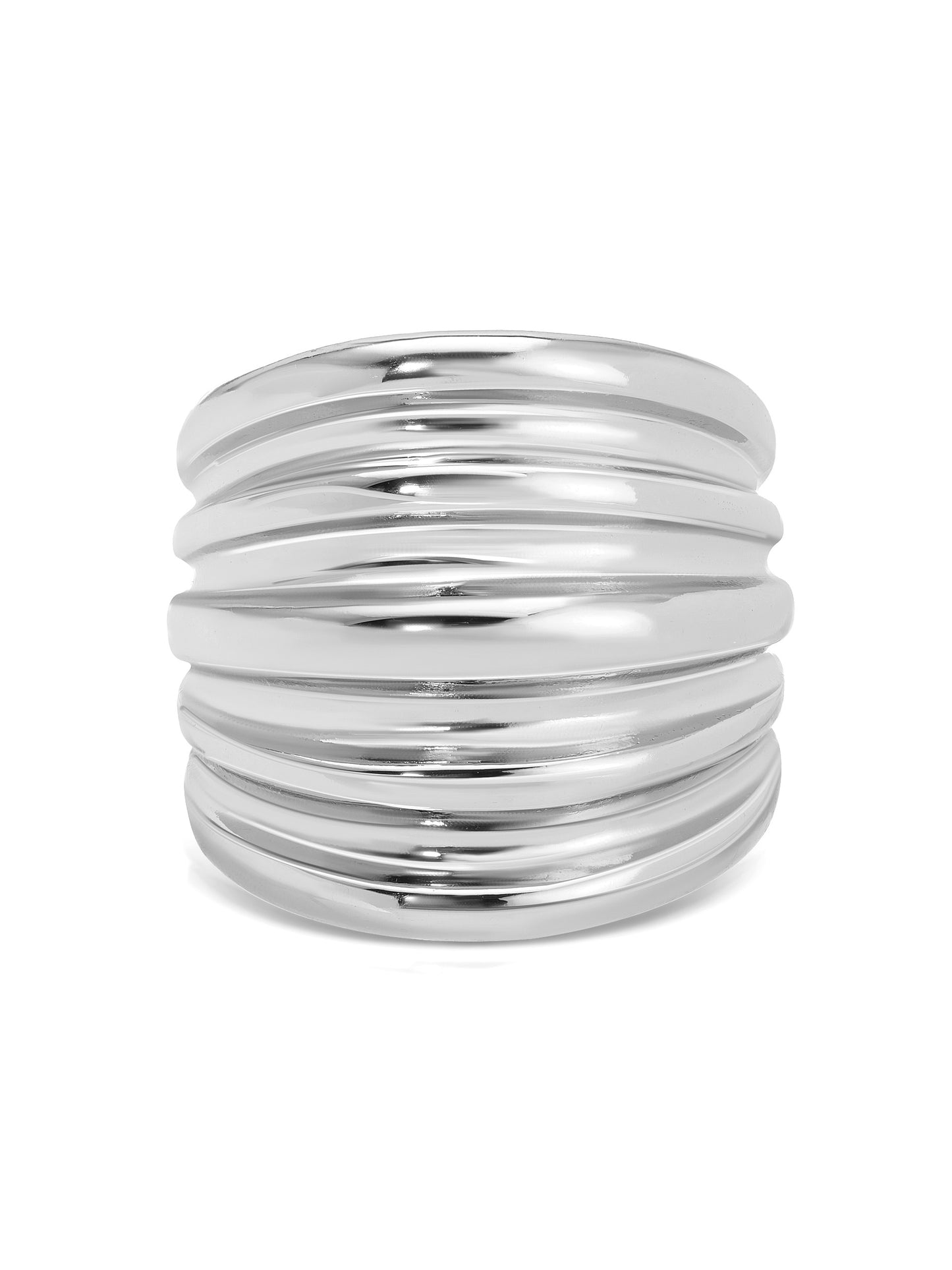 Stacked Band Ring rhodium side