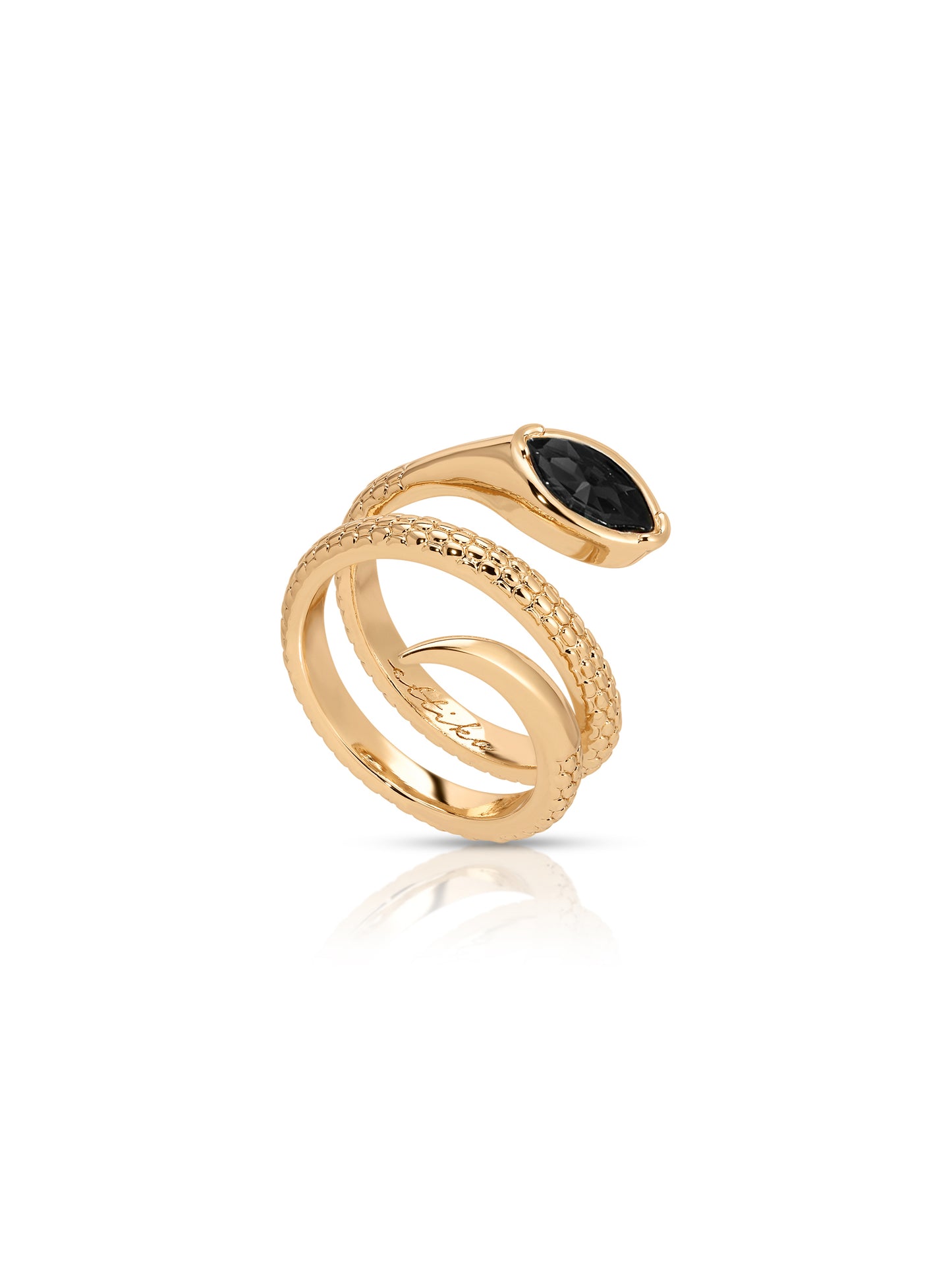 Marquise Coiled Ring Black Crystal with 18k Gold Plating 2