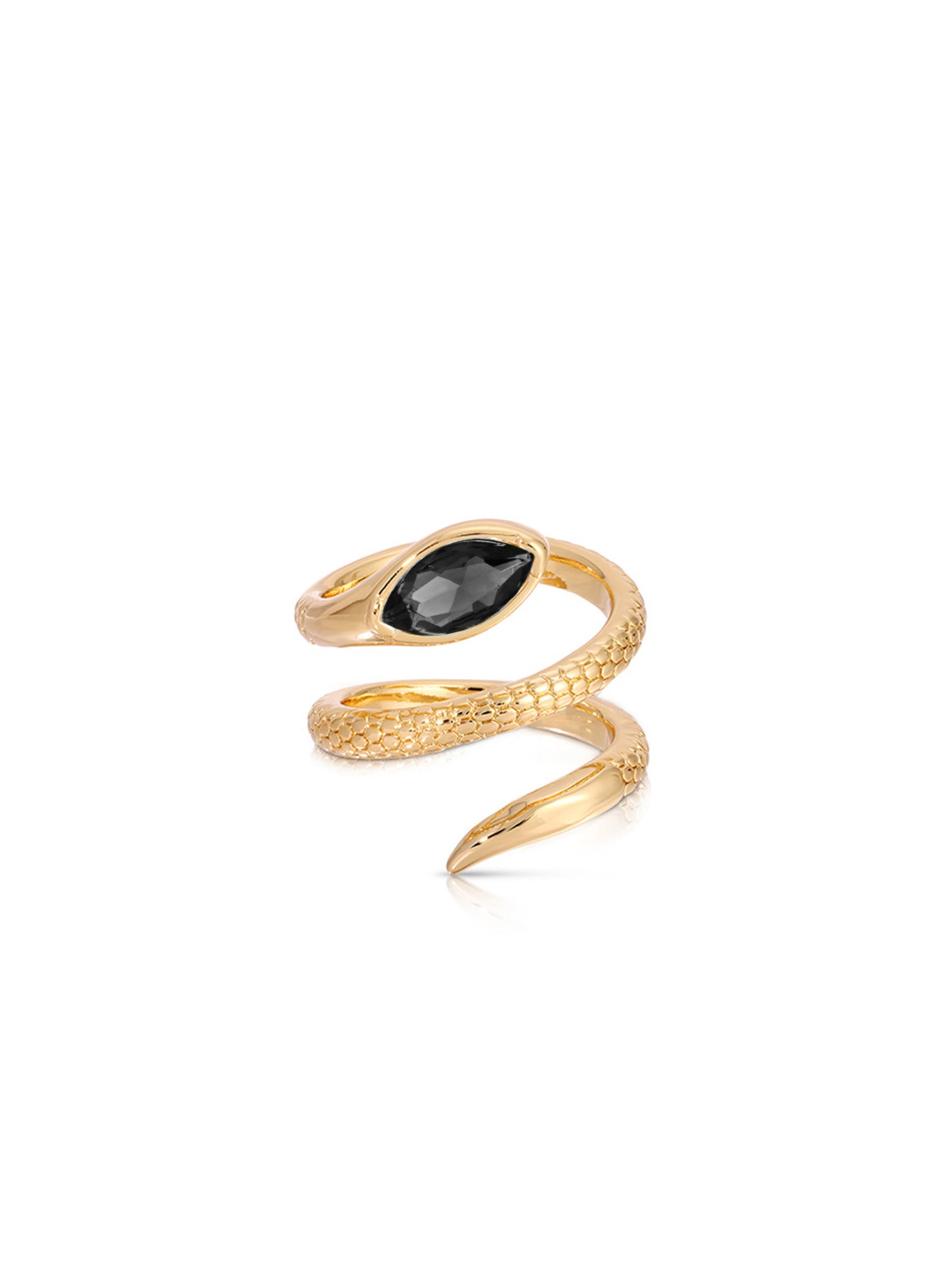 Marquise Coiled Ring Black Crystal with 18k Gold Plating