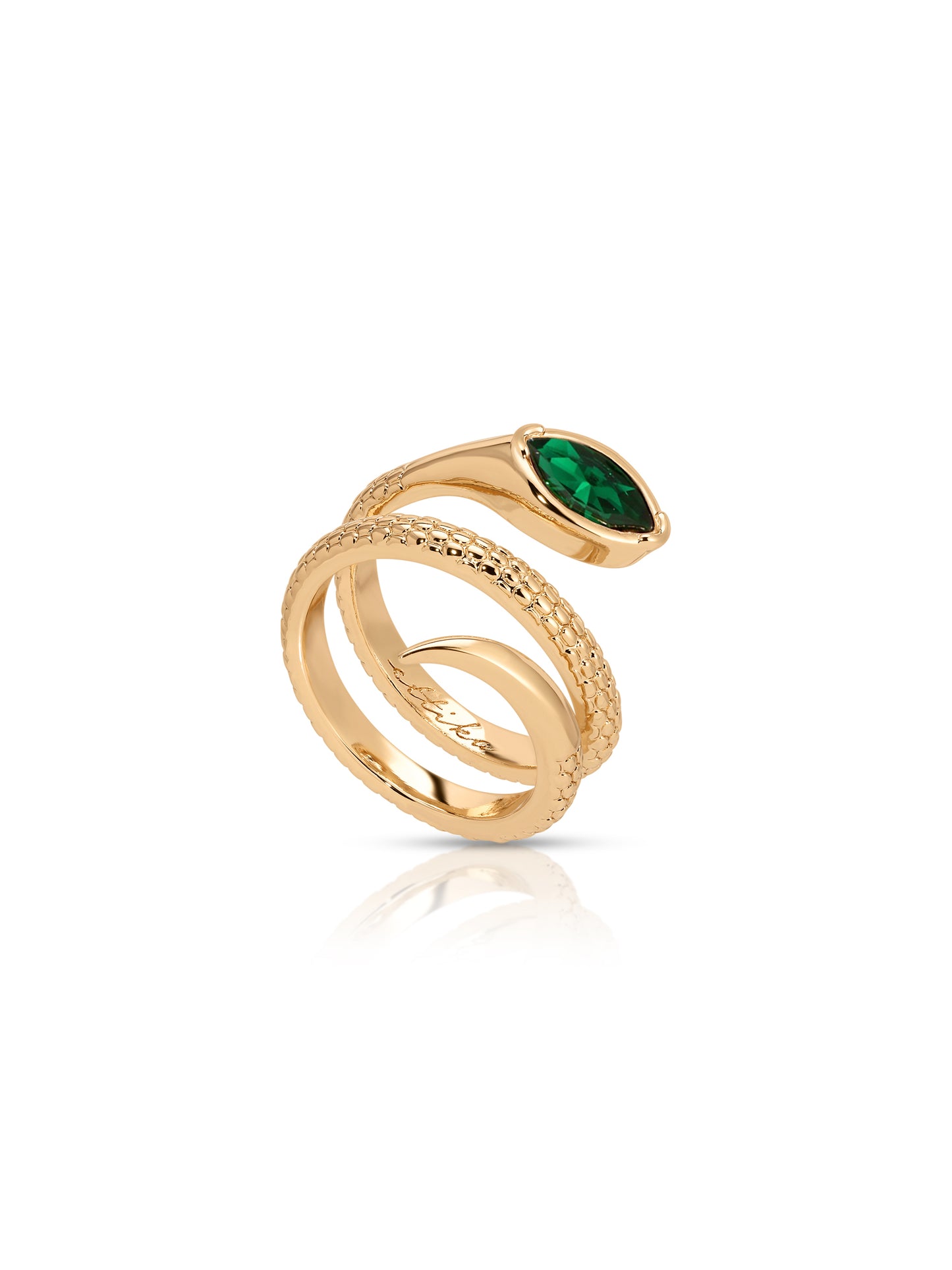Marquise Coiled Ring Emerald Crystal with 18k Gold Plating 2