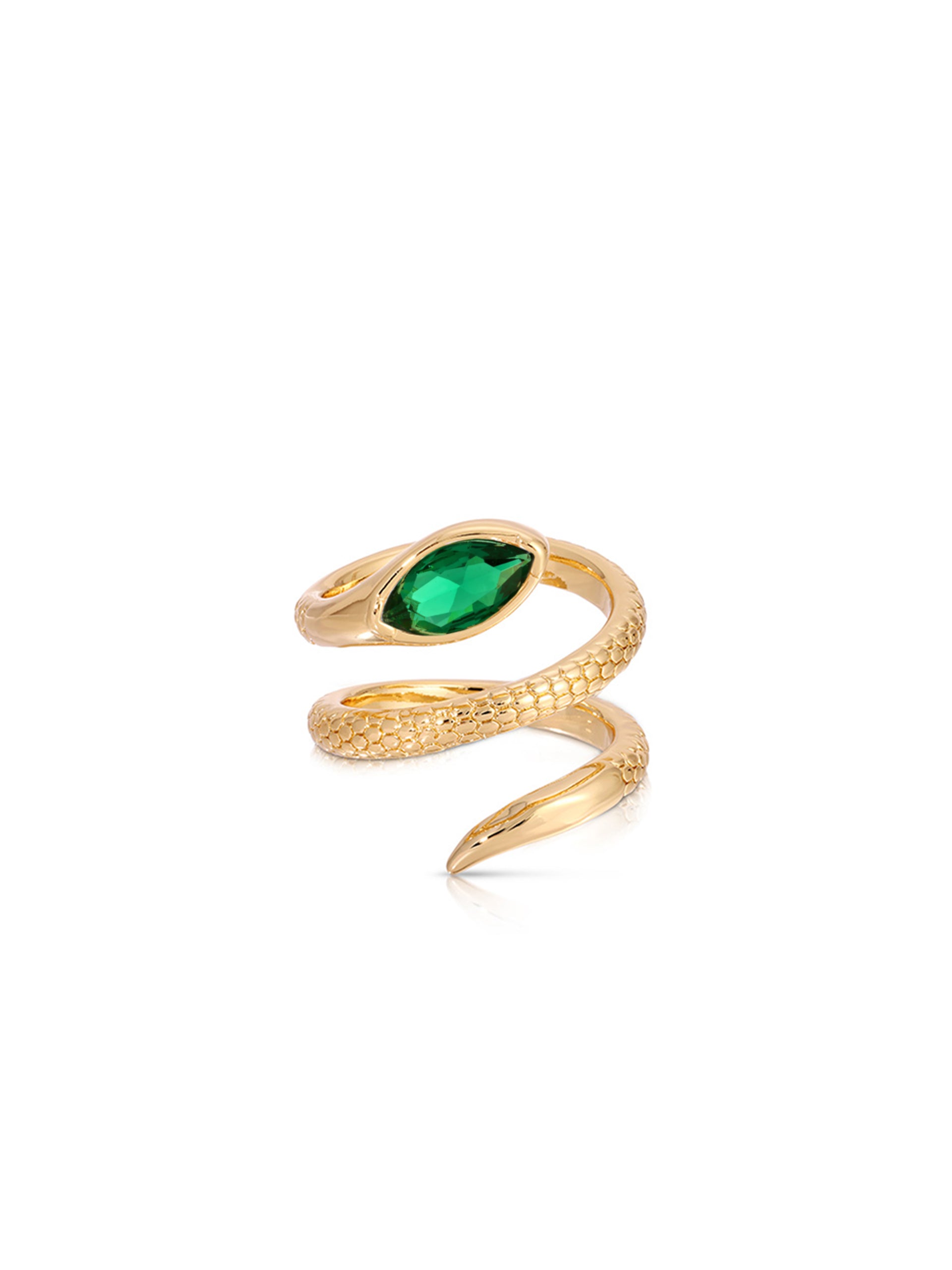Marquise Coiled Ring Emerald Crystal with 18k Gold Plating