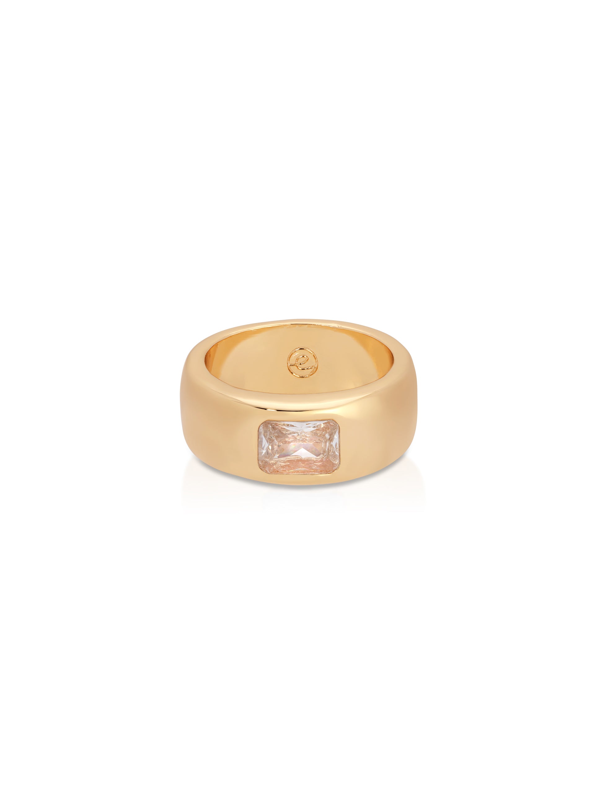 Emerald Cut Treasure Ring Clear Crystal with 18k Gold Plating