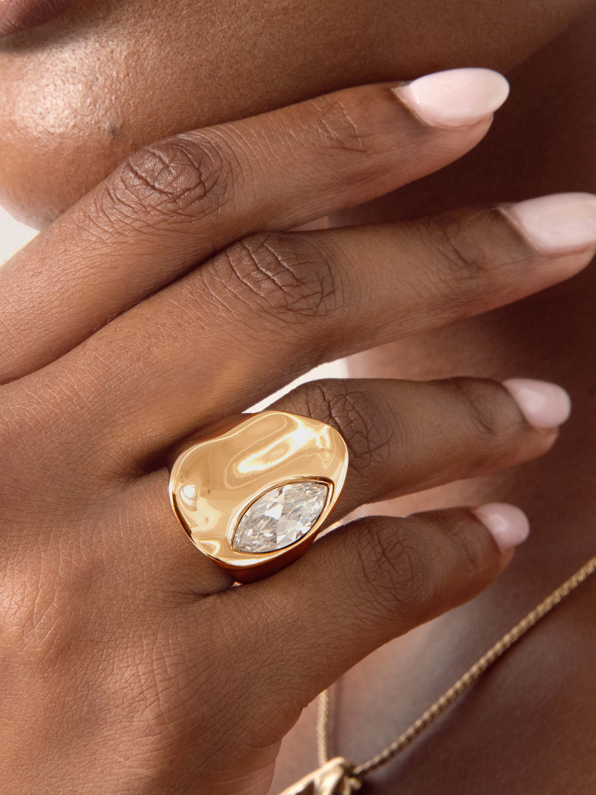 Liquid Crystal Statement Ring Clear Crystal with 18k Gold Plating model