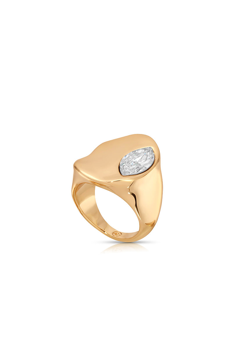 Liquid Crystal Statement Ring Clear Crystal with 18k Gold Plating 2