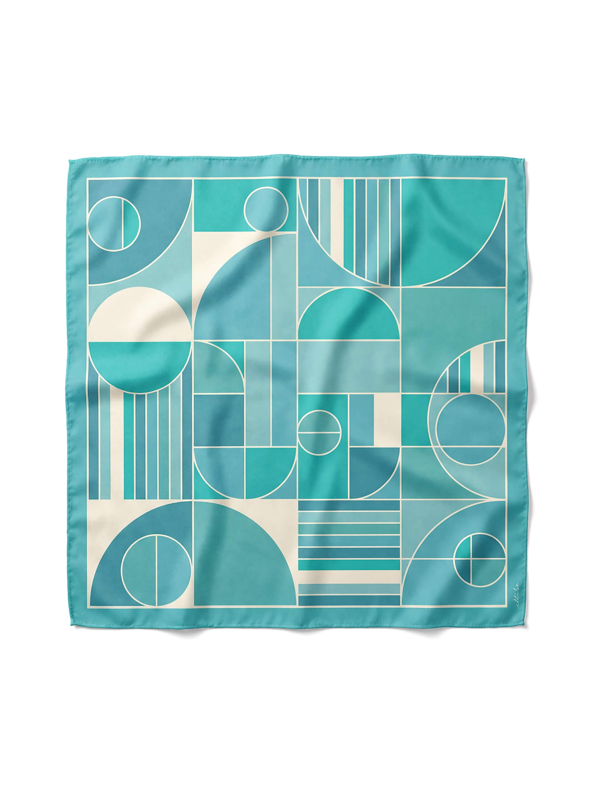 Blue Geometric Color Blocked Scarf