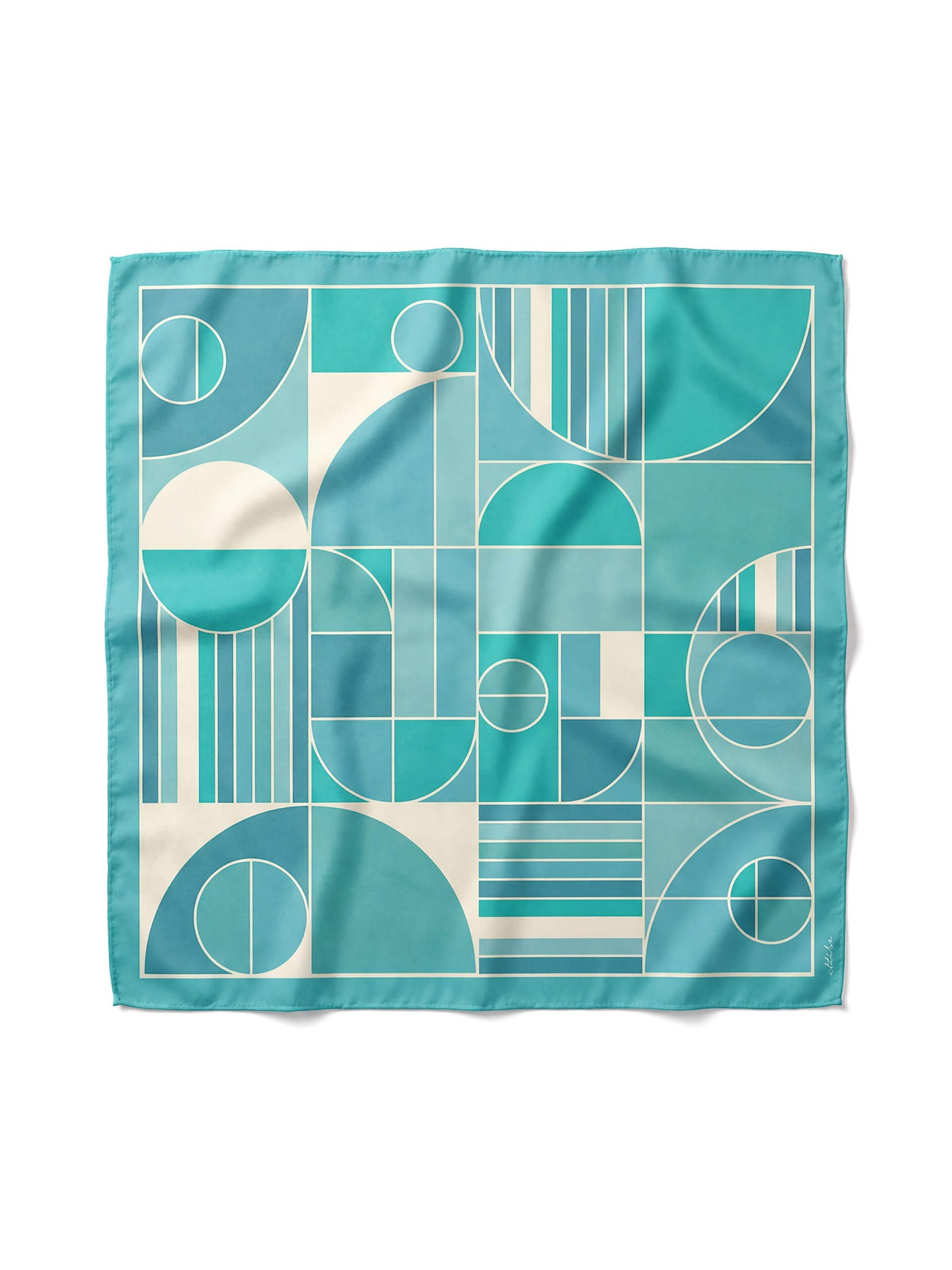 Blue Geometric Color Blocked Scarf