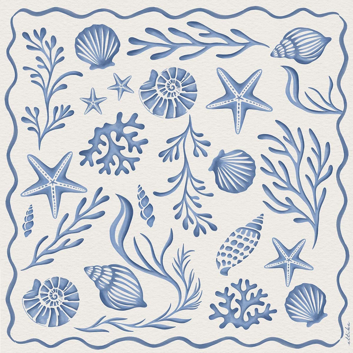 Mediterranean Scarf in Blue Polyester