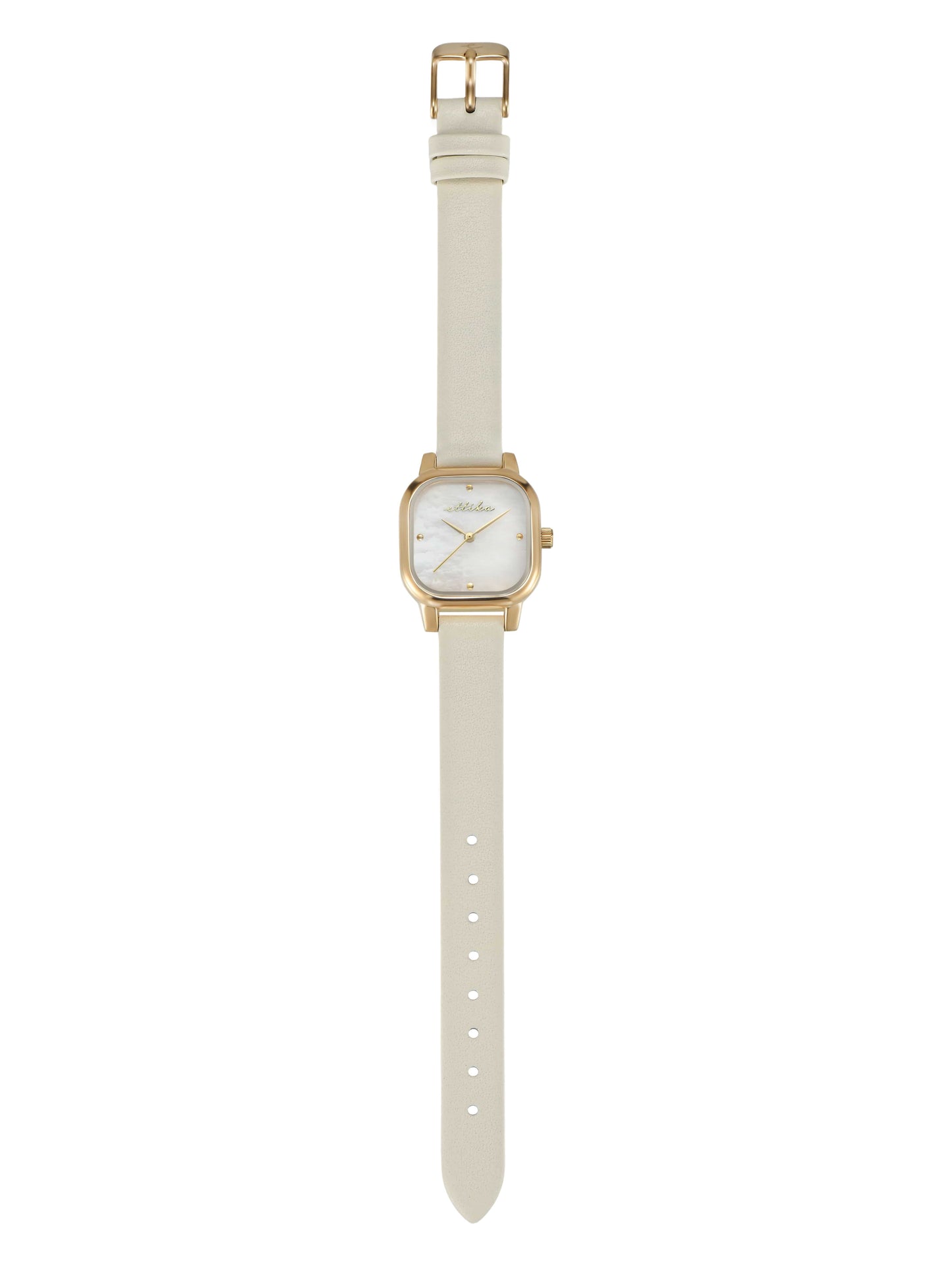 Classic Square Bone Leather Watch with 24K Gold Plating 3