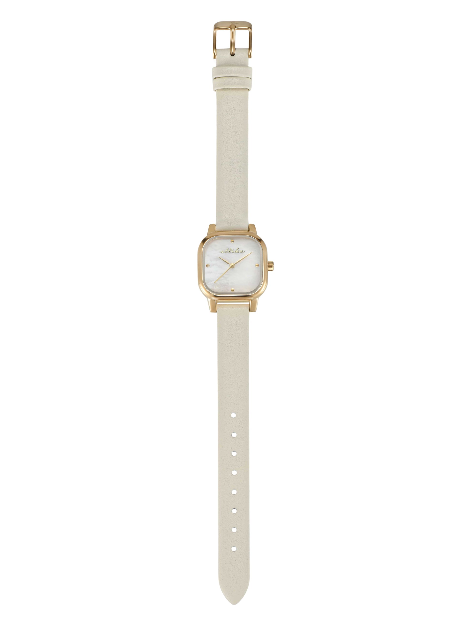 Classic Square Bone Leather Watch with 24K Gold Plating 3