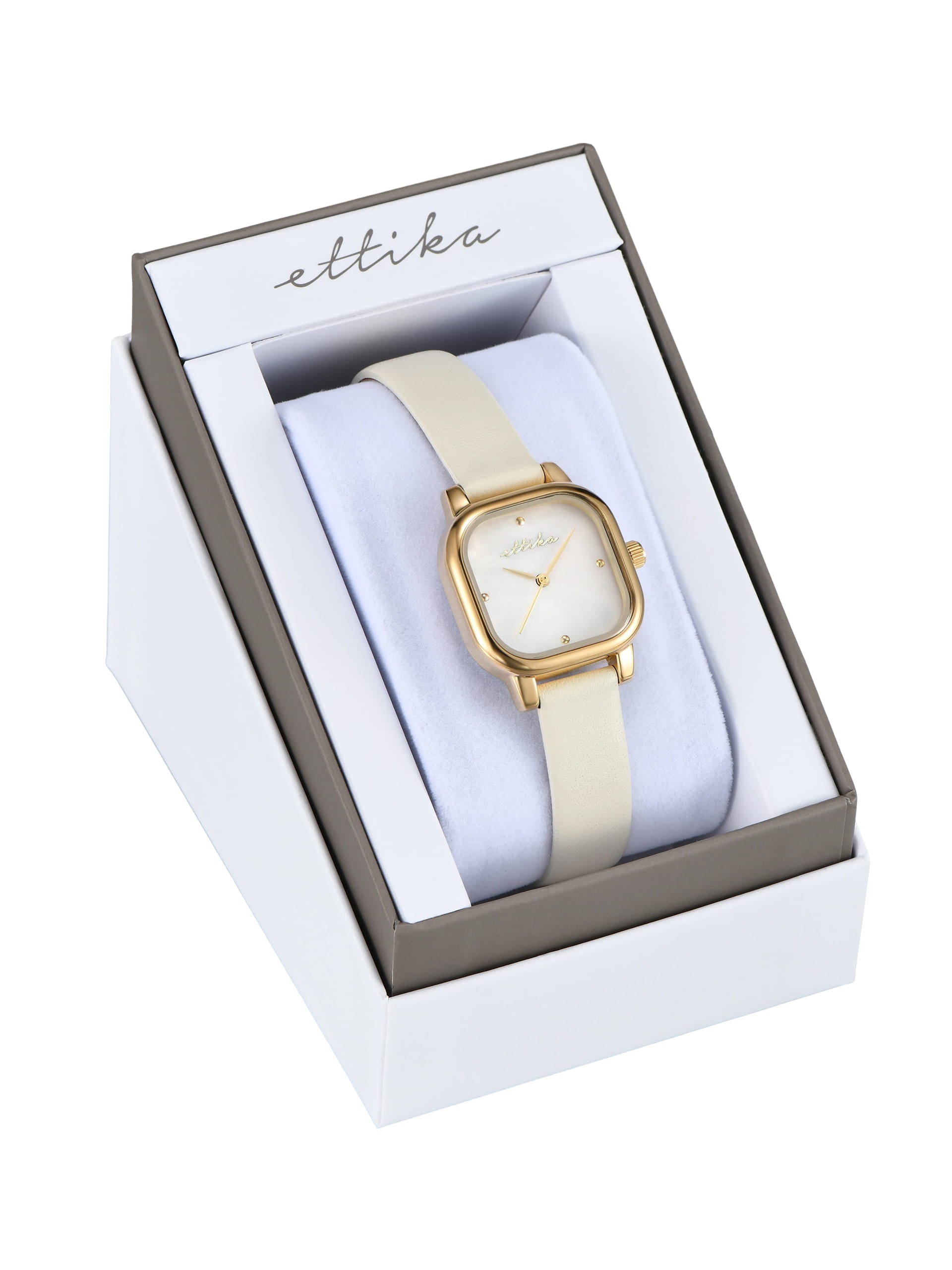 Classic Square Bone Leather Watch with 24K Gold Plating 7
