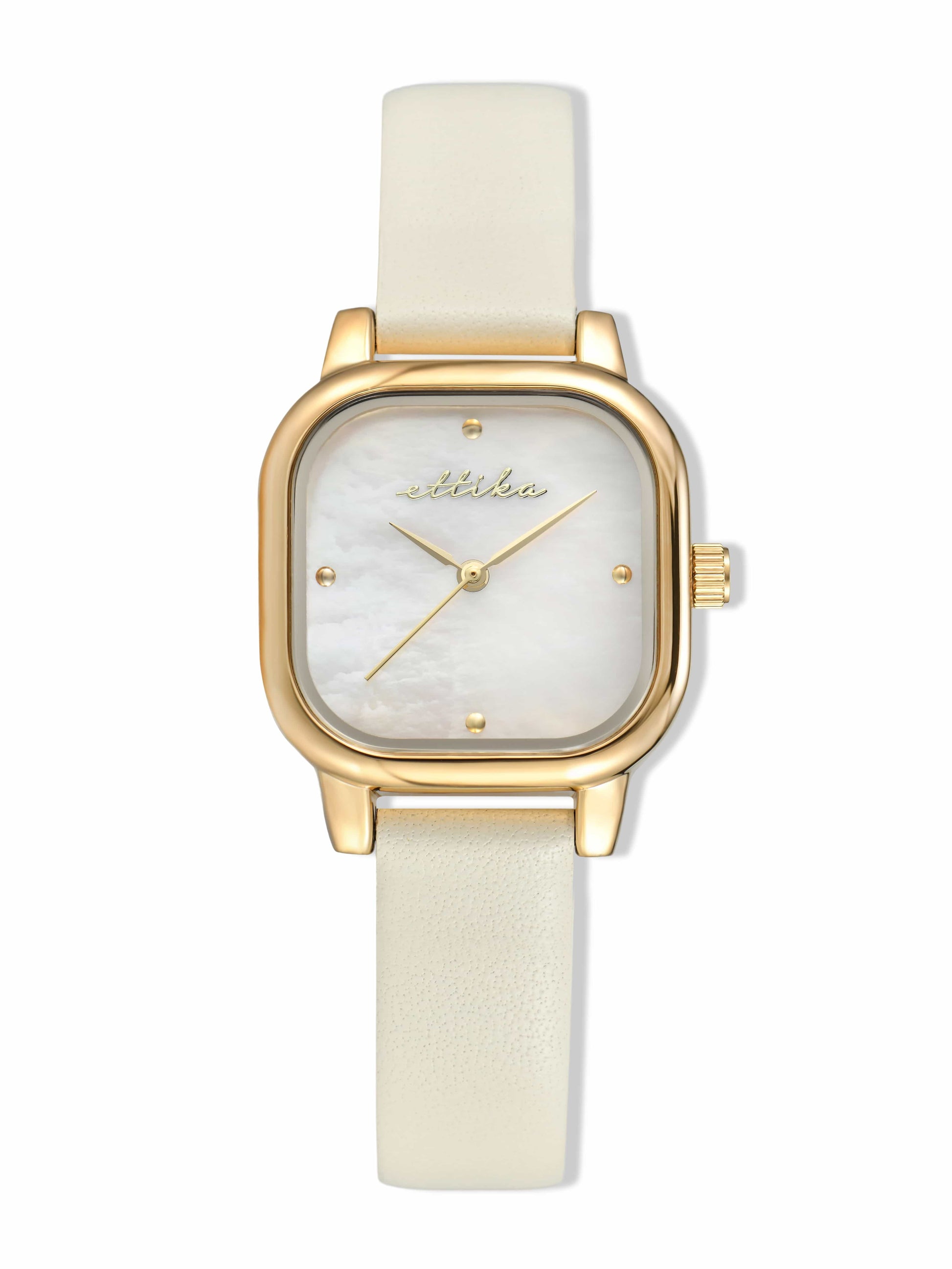 Classic Square Bone Leather Watch with 24K Gold Plating 1