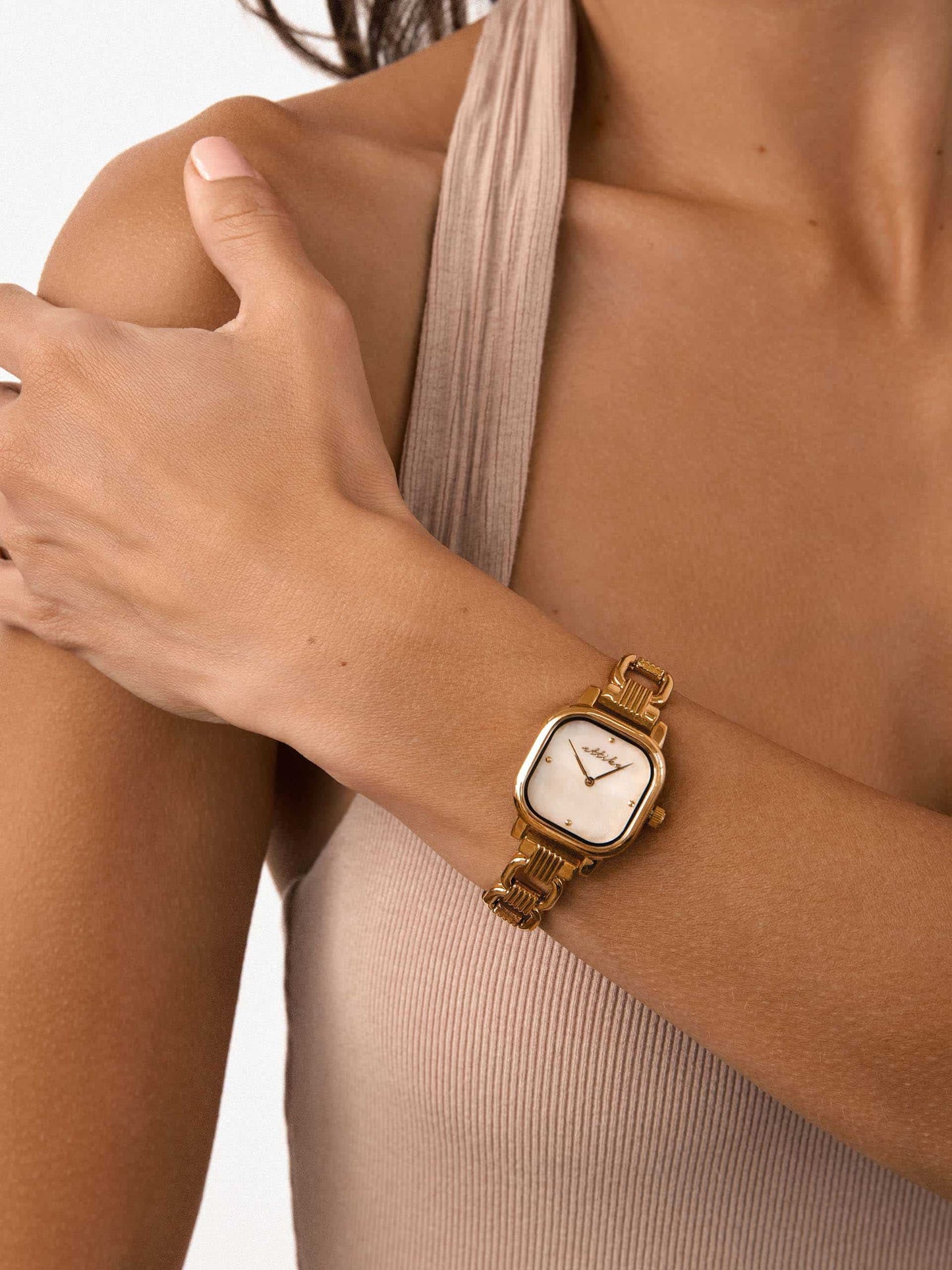 Classic Square Gold Bracelet Watch with 24K Gold Plating 2