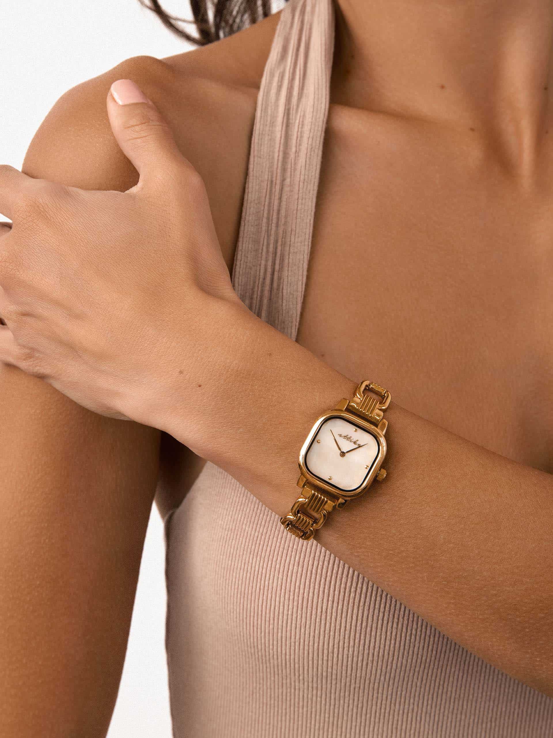 Classic Square Gold Bracelet Watch with 24K Gold Plating 2