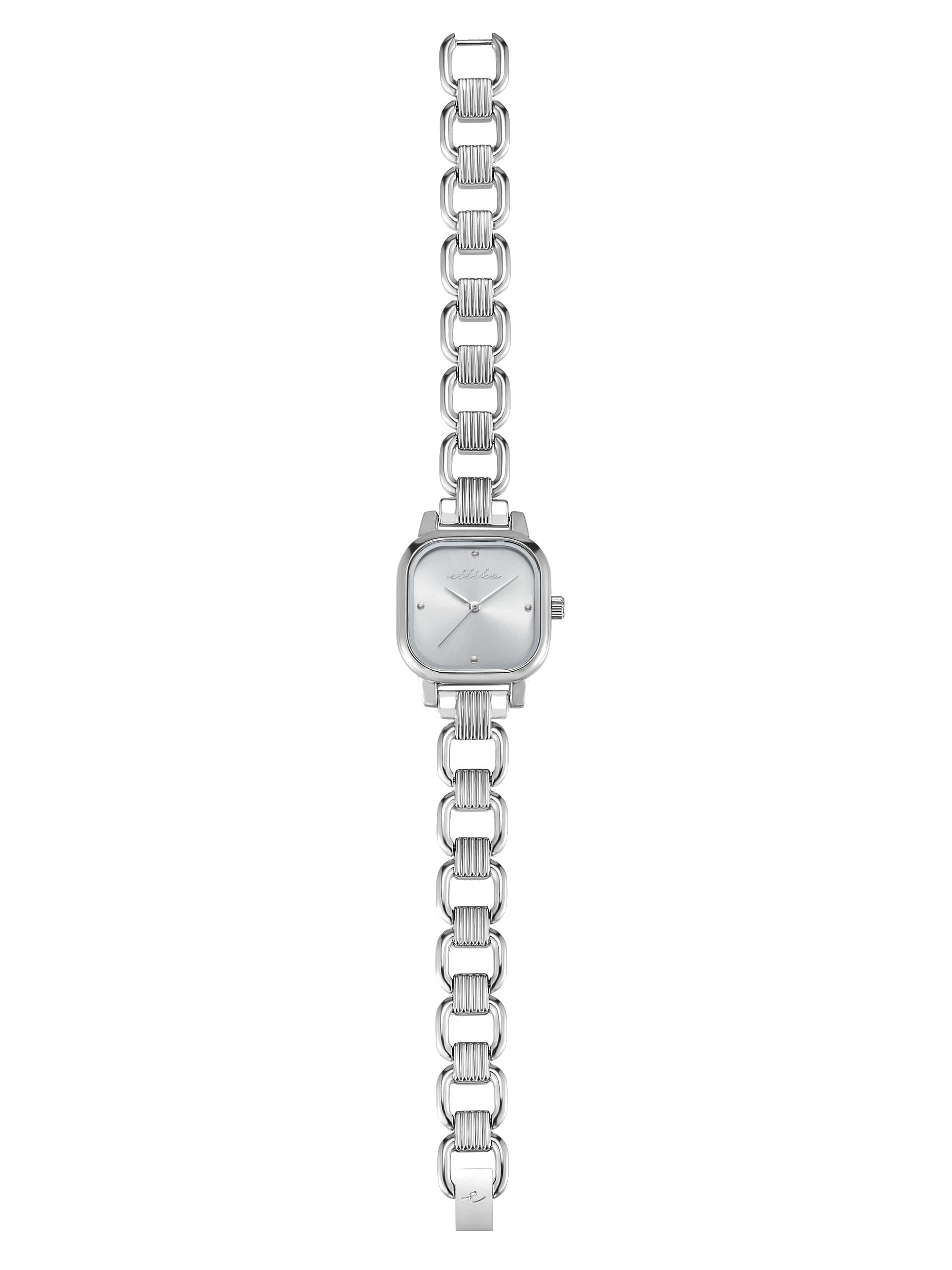 Classic Square Silver Bracelet Watch with 24K Gold Plating 6