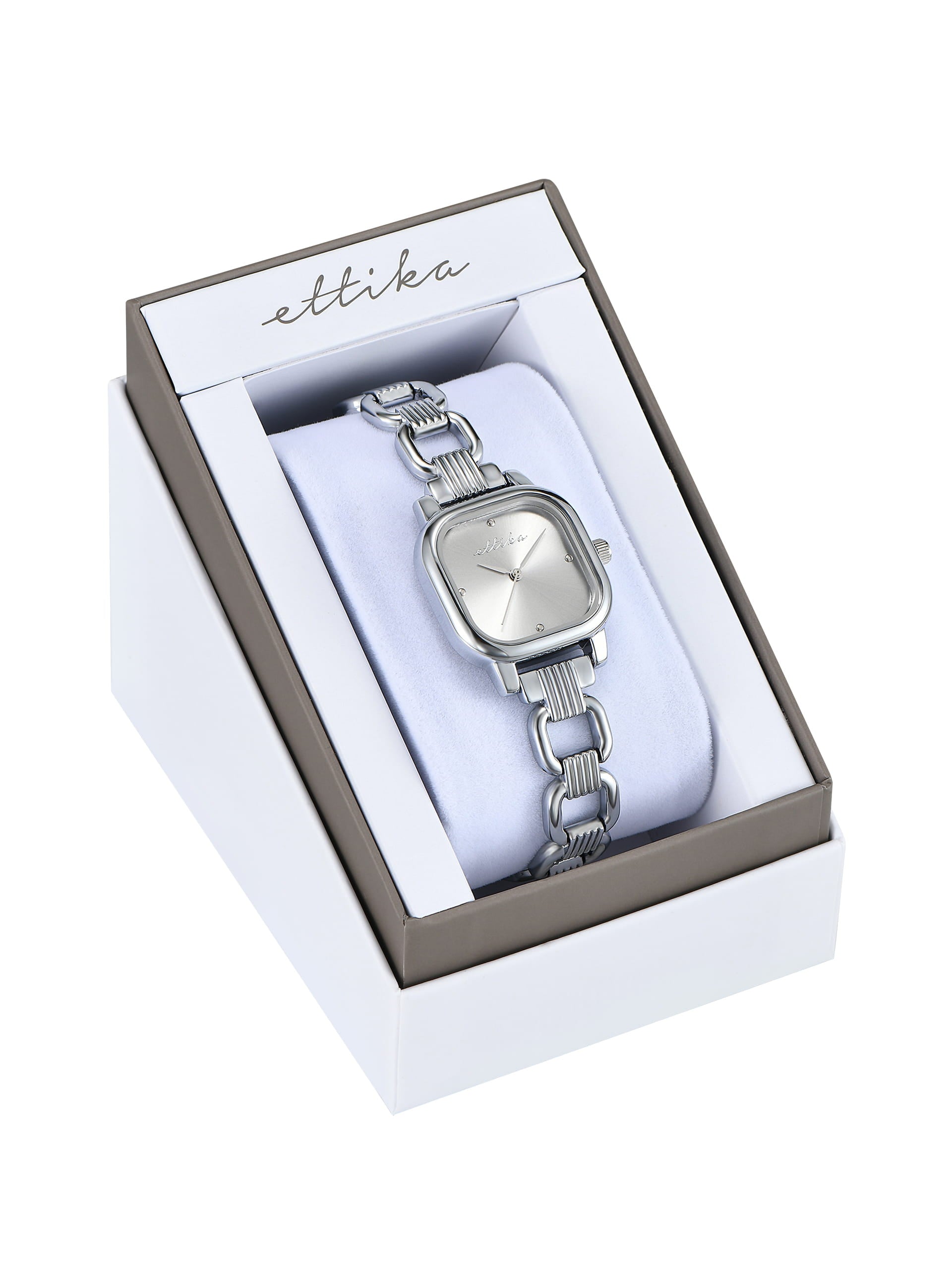 Classic Square Silver Bracelet Watch with 24K Gold Plating 7