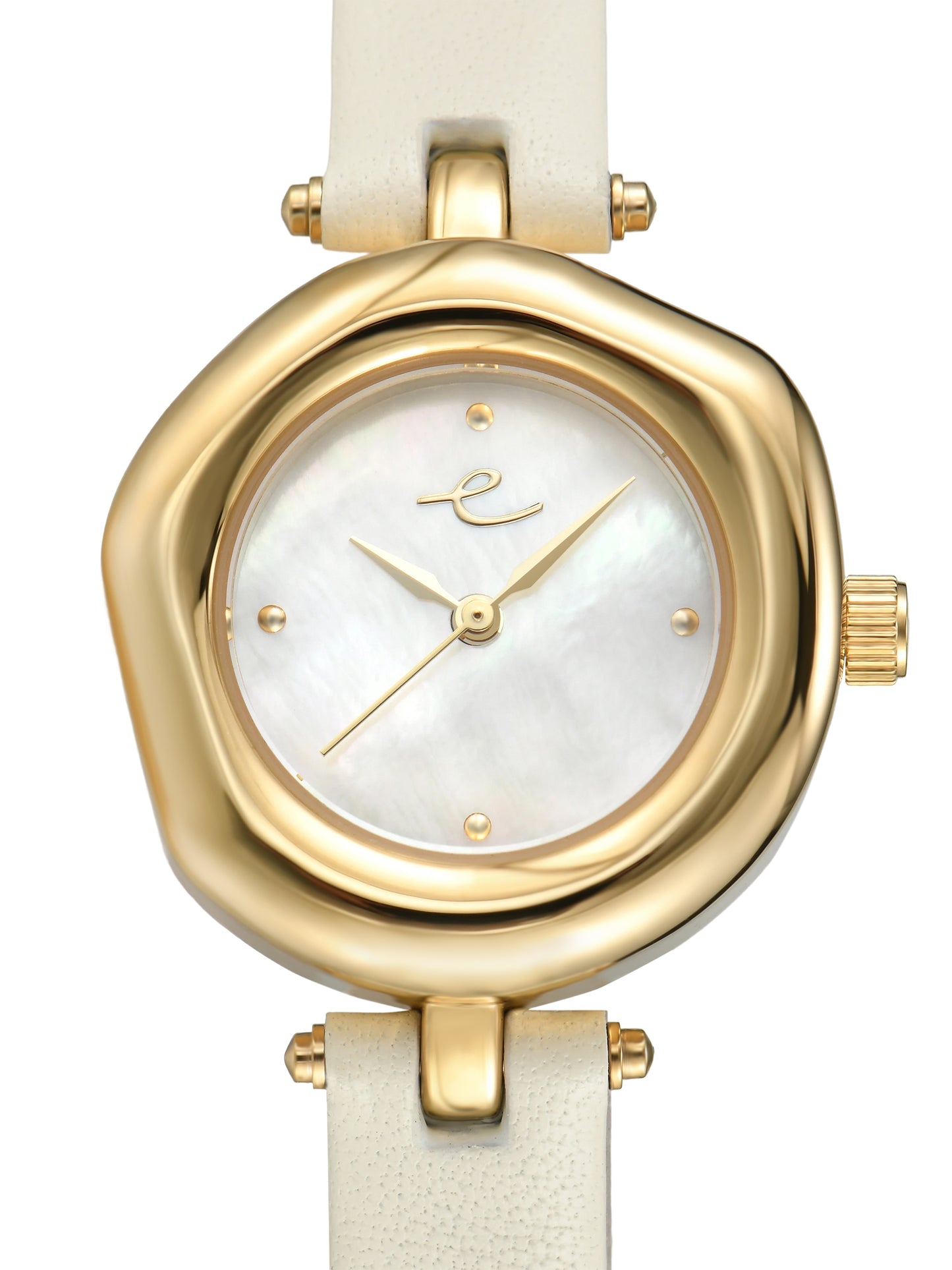 Open Circle Leather Watch in Vanilla