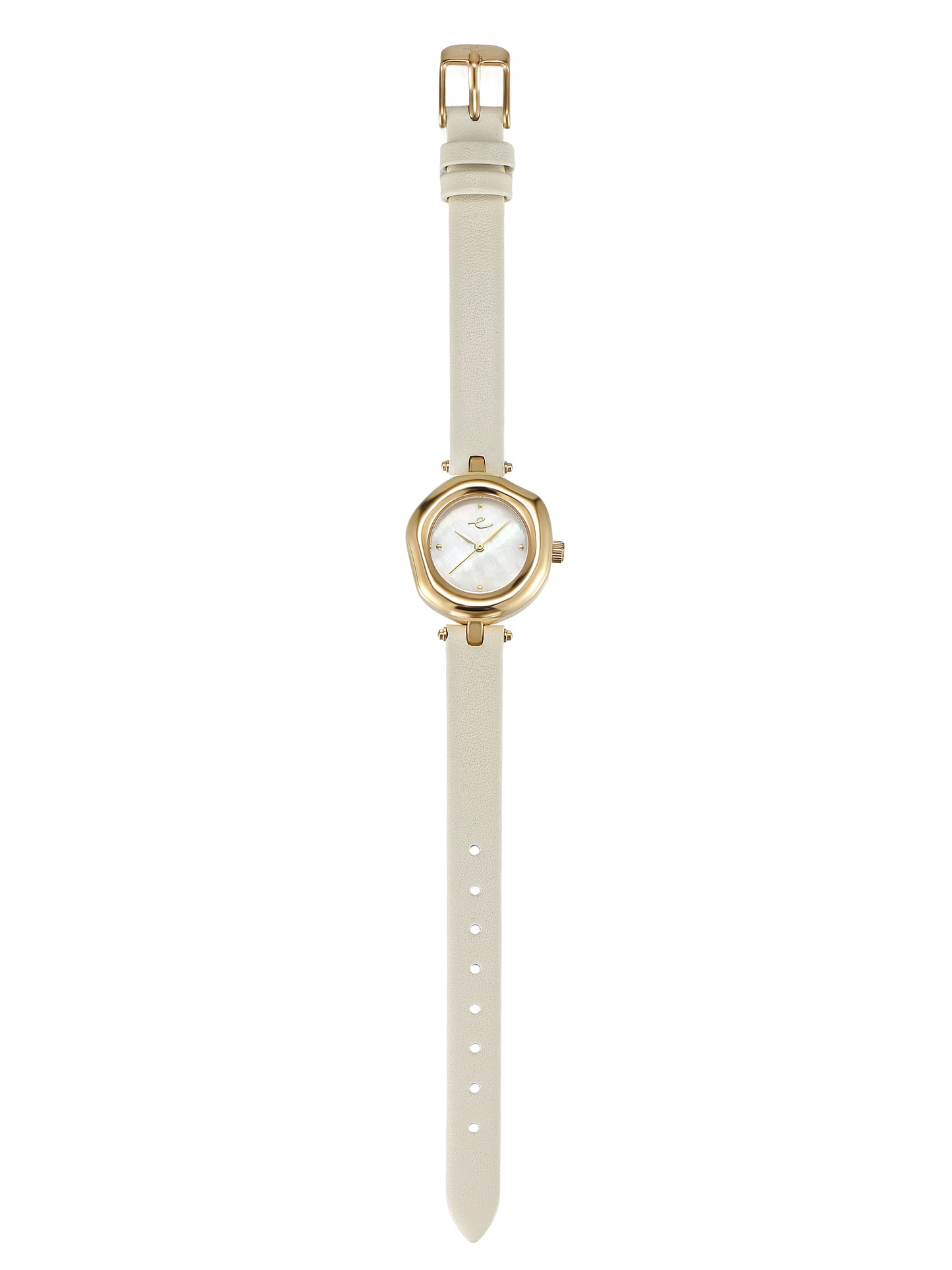 Open Circle Leather Watch in Vanilla