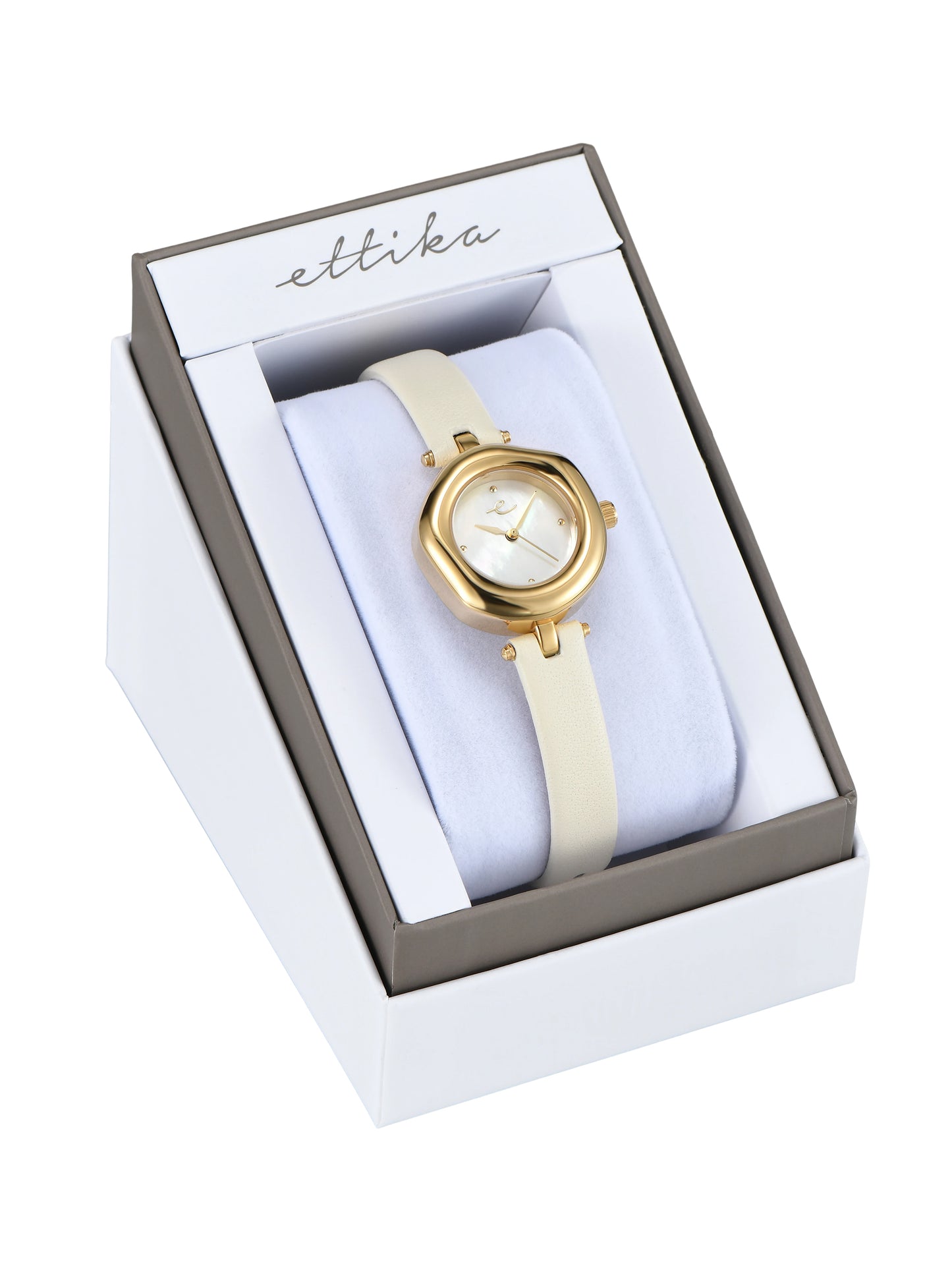 Open Circle Leather Watch in Vanilla