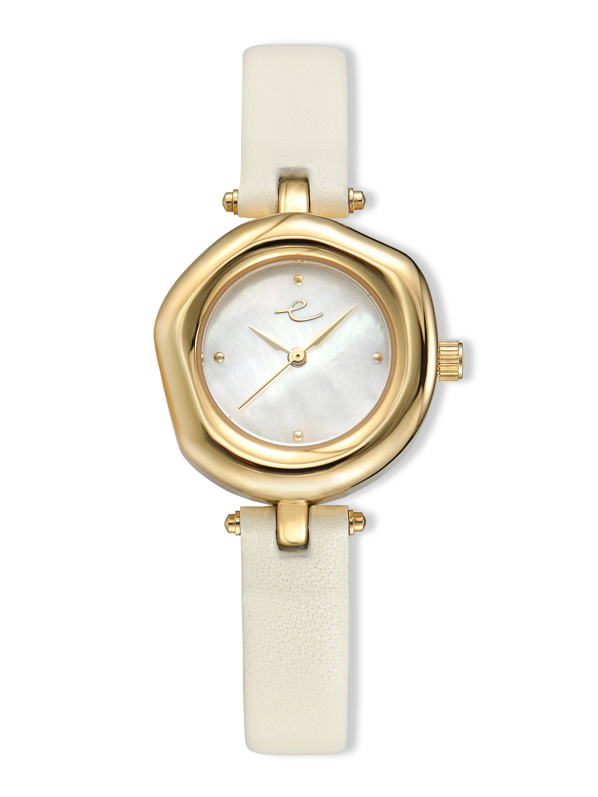 Open Circle Leather Watch in Vanilla