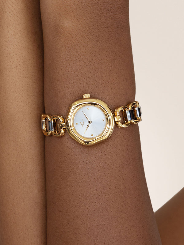 Open Circle Bracelet Watch in Mixed Metal Second