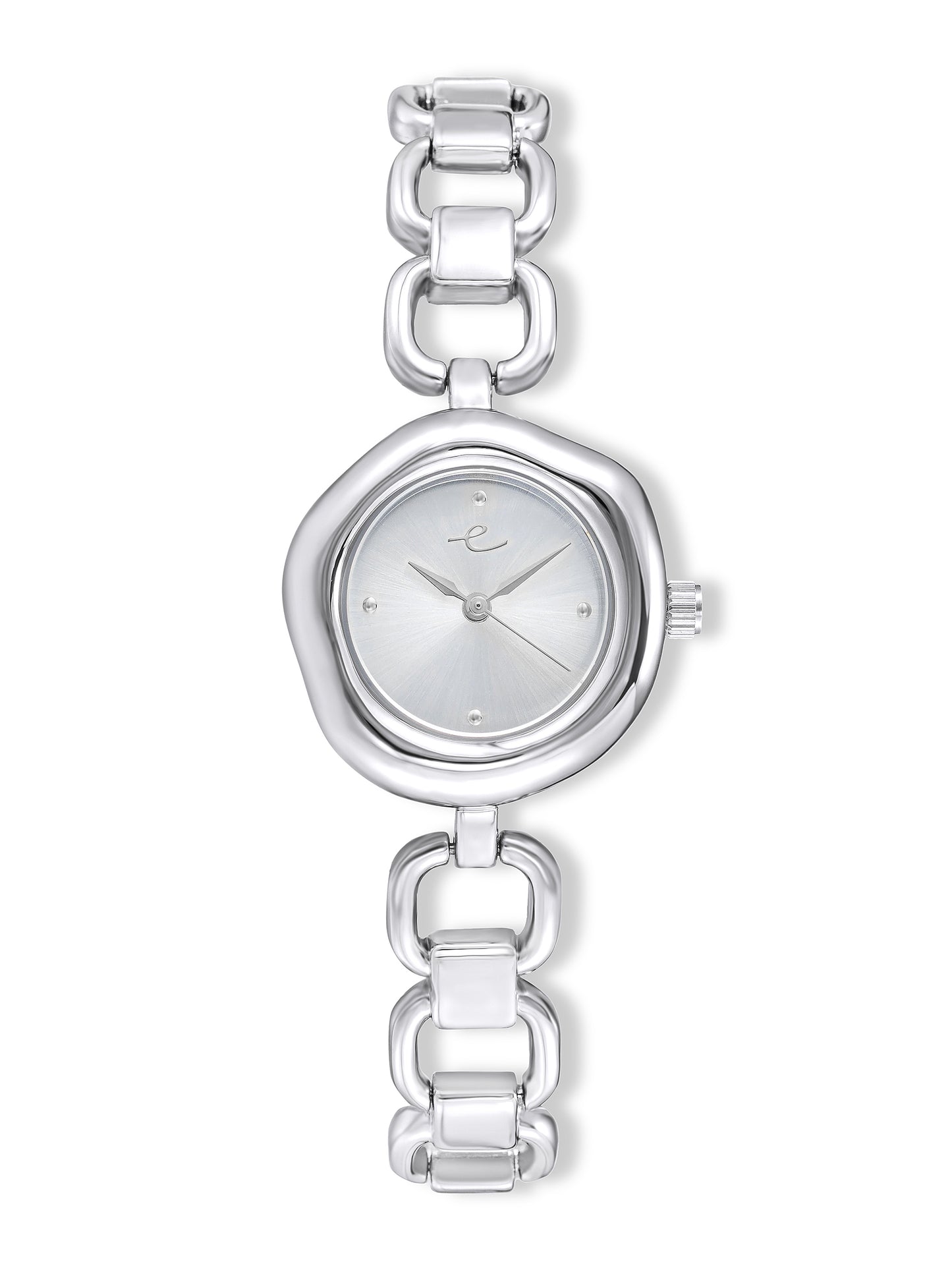 Open Circle Bracelet Watch in Silver