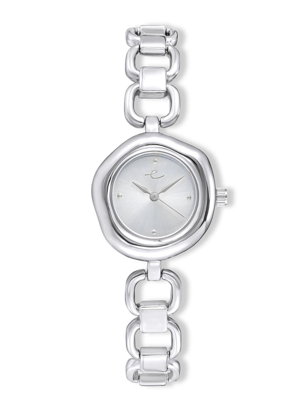 Open Circle Bracelet Watch in Silver