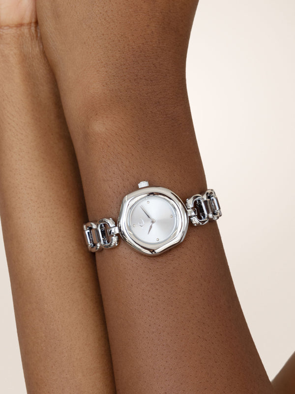 Open Circle Bracelet Watch in Silver Second