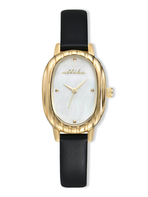 Timeless Texture Black Leather Watch