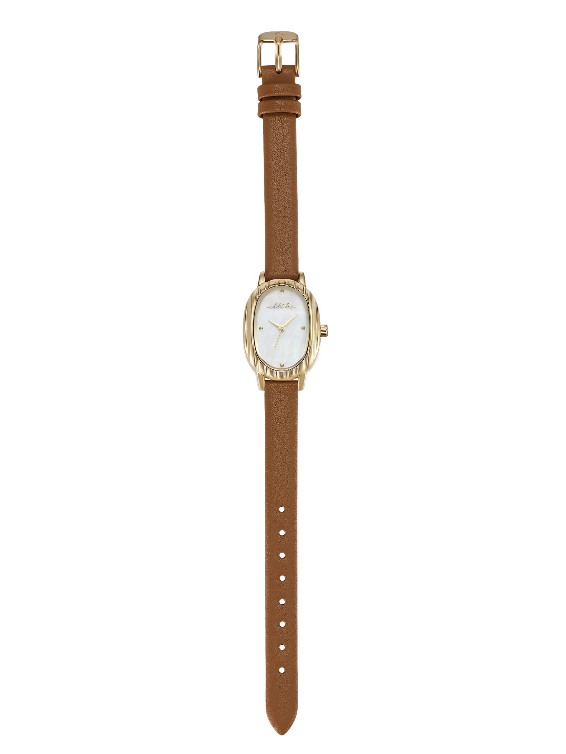 Timeless Texture Cognac Leather Watch with 24K Gold Plating 3