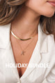 Layered Crystal Initial Pendant Necklace Set