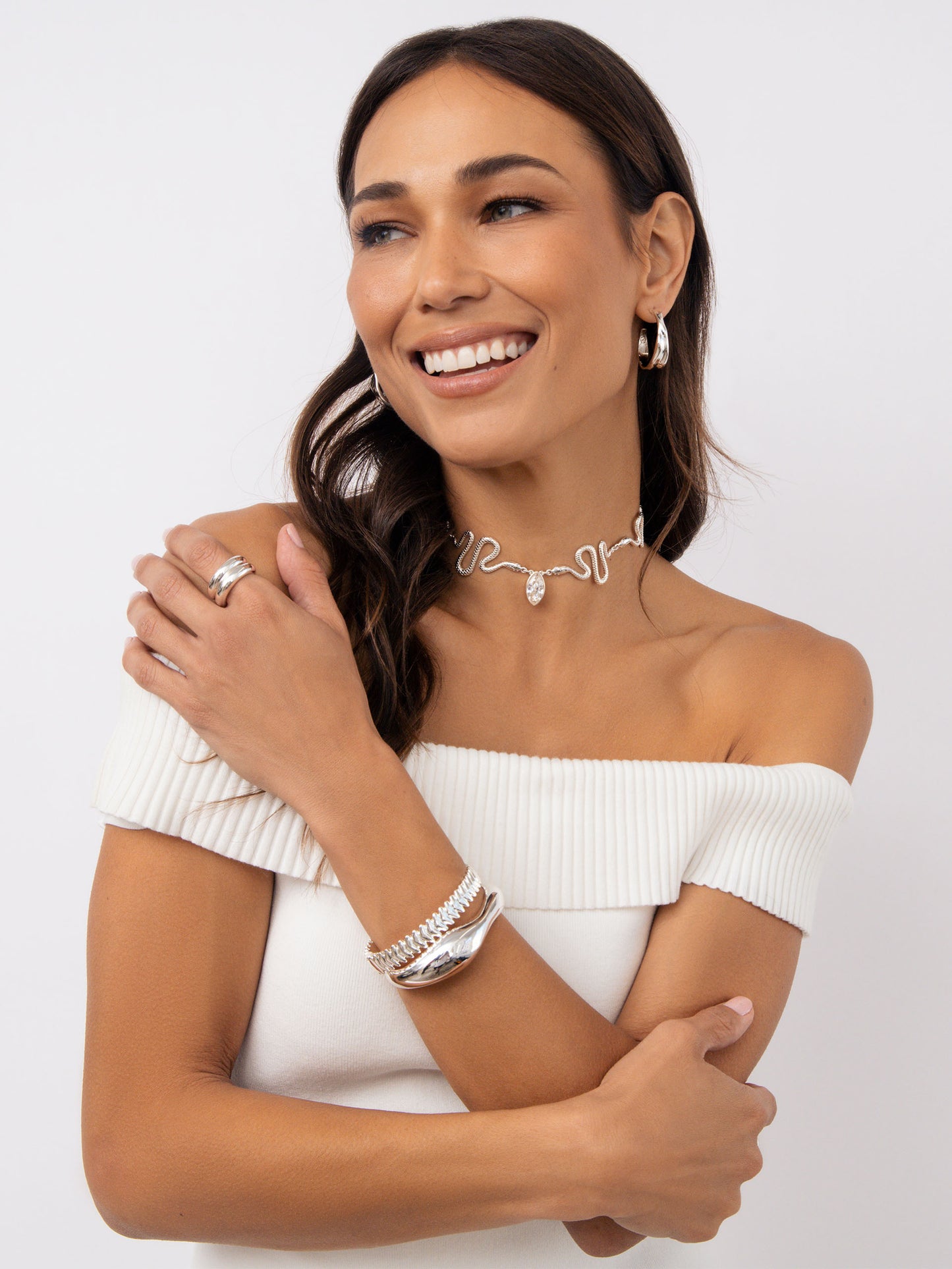 Serpentina Choker Clear Crystal with Silver Plating model 5