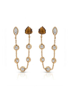 Double Piercing Tiger's Eye Earrings