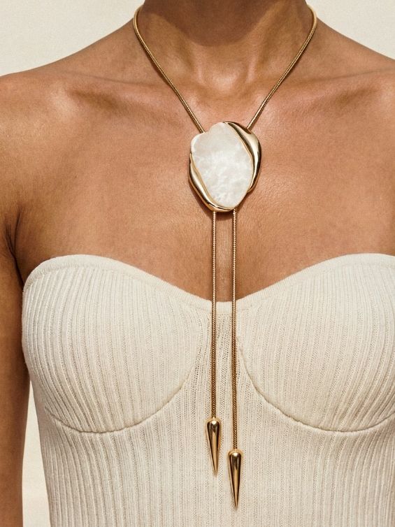 Model in Lariat Necklaces