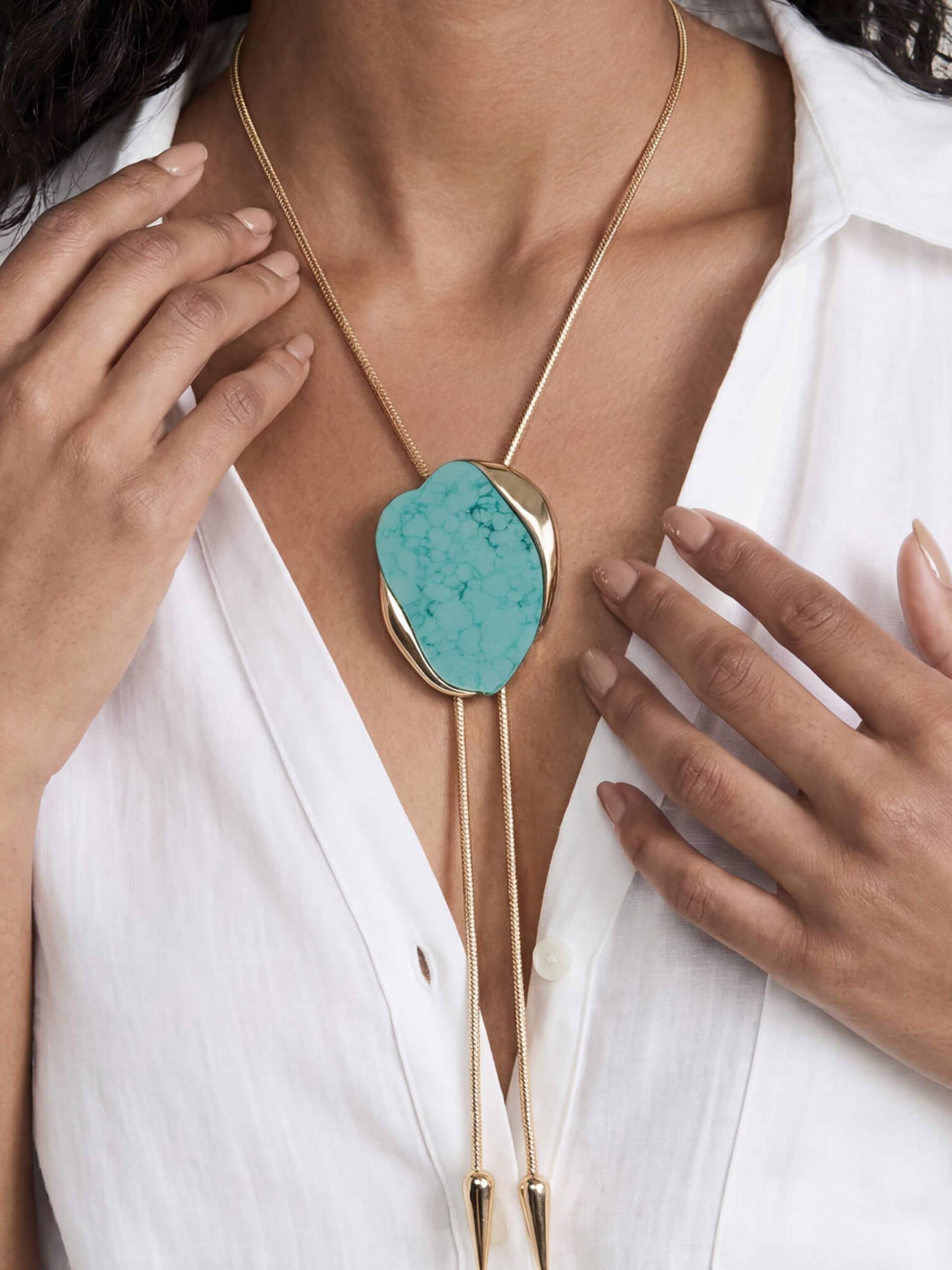 Model in Lariat Necklaces