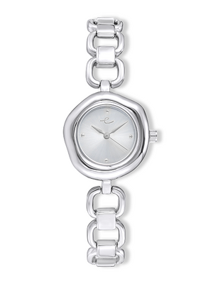 Open Circle Bracelet Watch in Silver