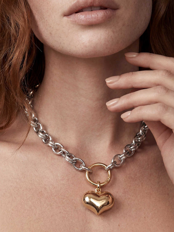 Locked in Mixed Metal Heart Necklace Second