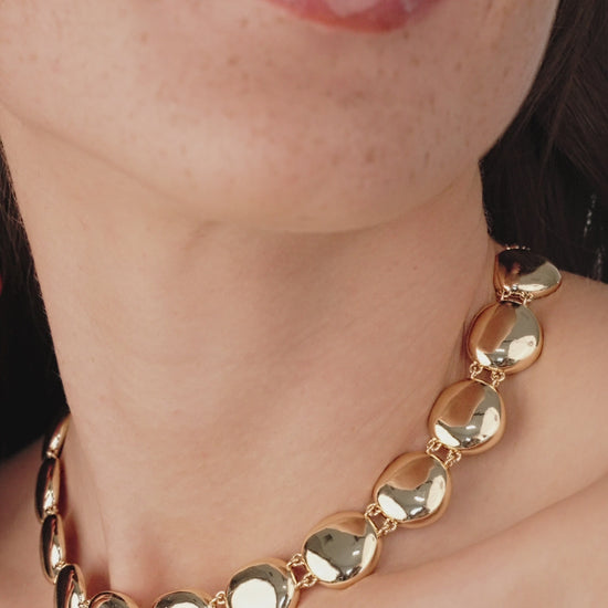 Polished Pebble Choker Necklace on model in video