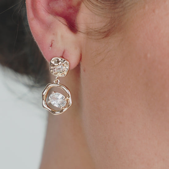 Organic Shape Crystal Earrings on model in video