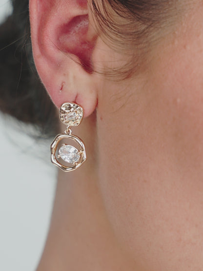 Organic Shape Crystal Earrings on model in video