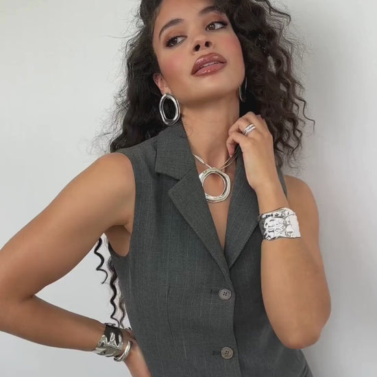 silver plated open circle necklace and earrings