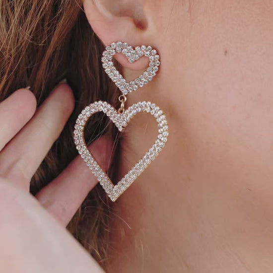 Double Trouble Heart Crystal Earrings video